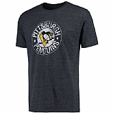 Men's Pittsburgh Penguins Rinkside 1968 1972 Distressed Throwback Logo Tri Blend T-Shirt Navy FengYun,baseball caps,new era cap wholesale,wholesale hats